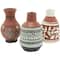 Orange Ceramic Floral Vase Set with 3 Different Patterns & Shapes